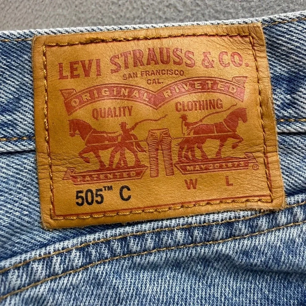 Levi's 505 C‎ Mens W31 Blue Straight Distressed Cut Off Raw Hem Vintage Rocker